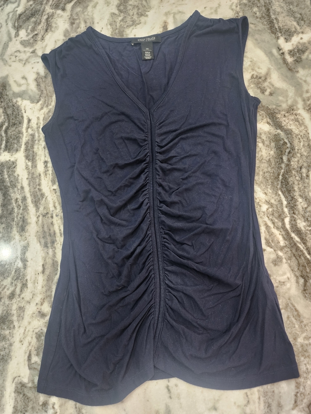 White House Black Market Black Ruched V-Neck Tank